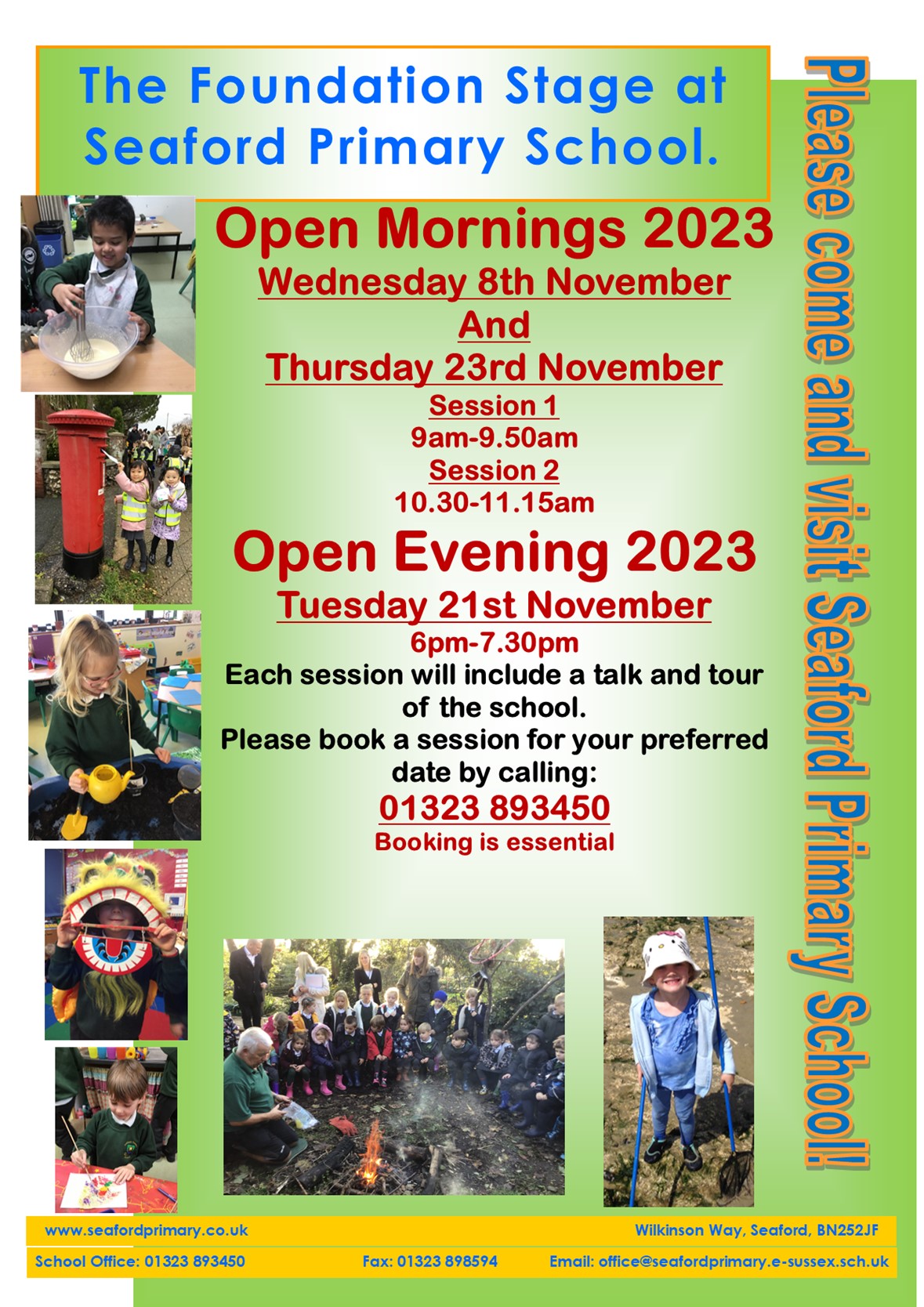 This is a poster for print purposes. It has information about the two open mornings and one open evening.  The same information appears on the web page.